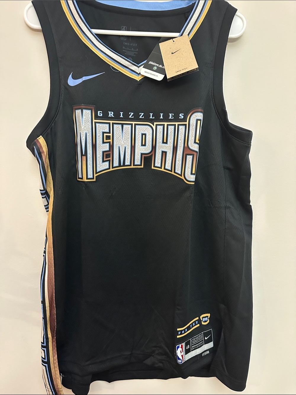 Nike Memphis Grizzlies Black Basketball Jersey with Blue and Gold Trim